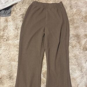 SHEIN Brown Wide Leg Ribbed Pants